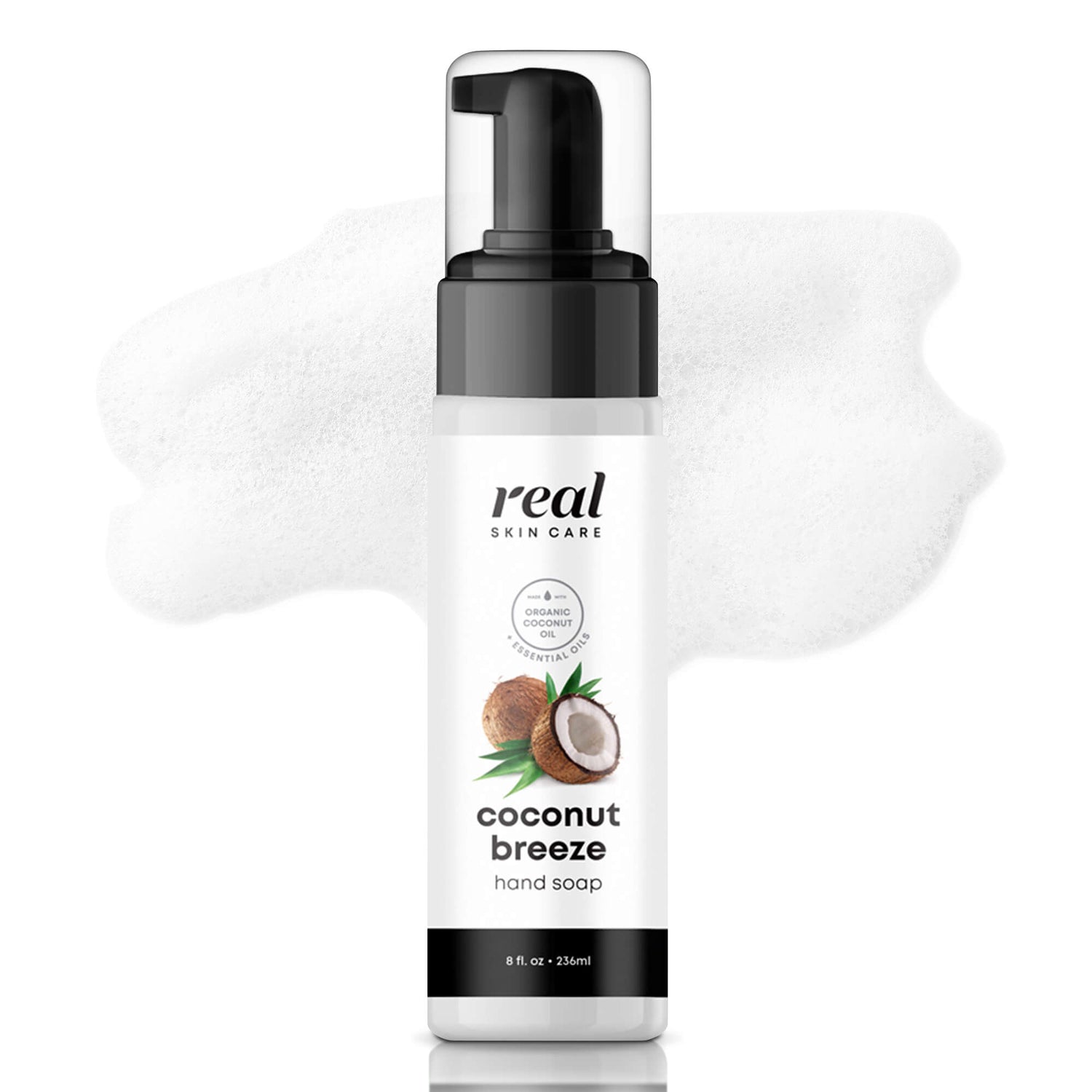 Real Skin Care Liquid Hand Soap with Coconut Oil | Handmade in the USA | Fragrance Free Organic Foaming Liquid Soap | 8oz